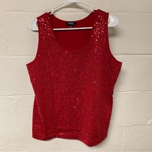 Elementz Petite Women’s Red Sequin Sleeveless Tank Top Size XLP
